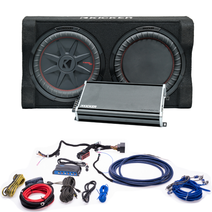 Kicker Plug & Play Full System 5 Channel Amplifier and Subwoofer Bundle  | '18- '23 JL Wrangler/ '20- '23 JT Gladiator