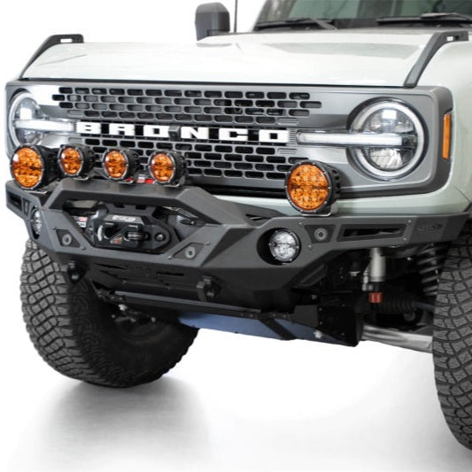 Addictive Desert Designs Krawler Front Bumper for 2021-2023 Ford Bronco with Mounts for Up to 6-Inch Lights in Hammer Black