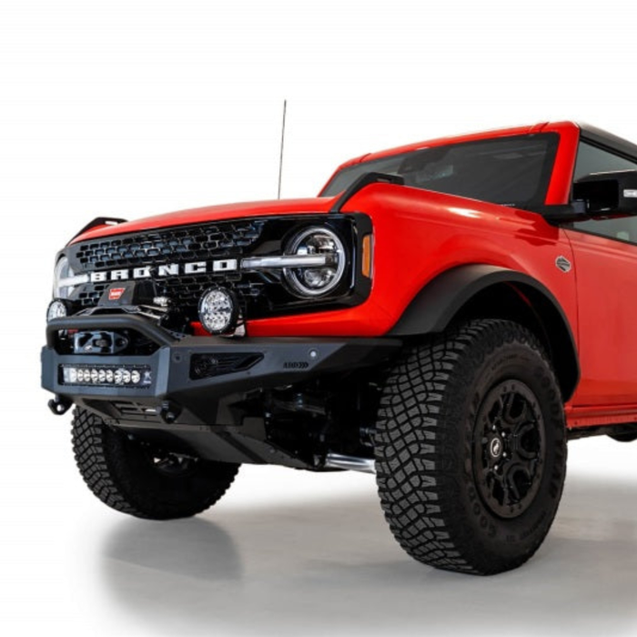 Addictive Desert Designs Rock Fighter Front Bumper Hammer Black with Satin Black Panels | 2021+ Ford Bronco