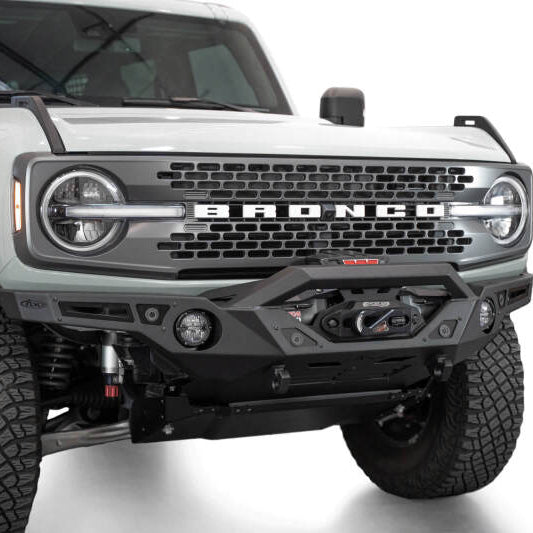 Addictive Desert Designs Krawler Front Bumper for 2021-2023 Ford Bronco with Mounts for Up to 6-Inch Lights in Hammer Black