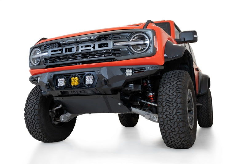 Addictive Desert Designs Ford Bronco Raptor Bomber Front Bumper with Baja Designs LP4 Mounts