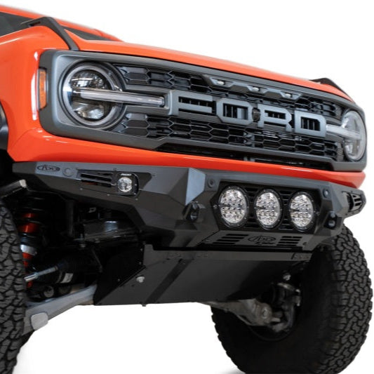 Addictive Desert Designs Ford Bronco Raptor Bomber Front Bumper with Rigid 360 Mounts and Side Cube Light Mounts
