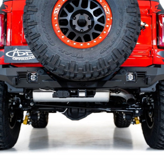 Addictive Desert Designs 21-22 Ford Bronco Bomber Rear Bumper with Cube Light Mounts in Hammer Black