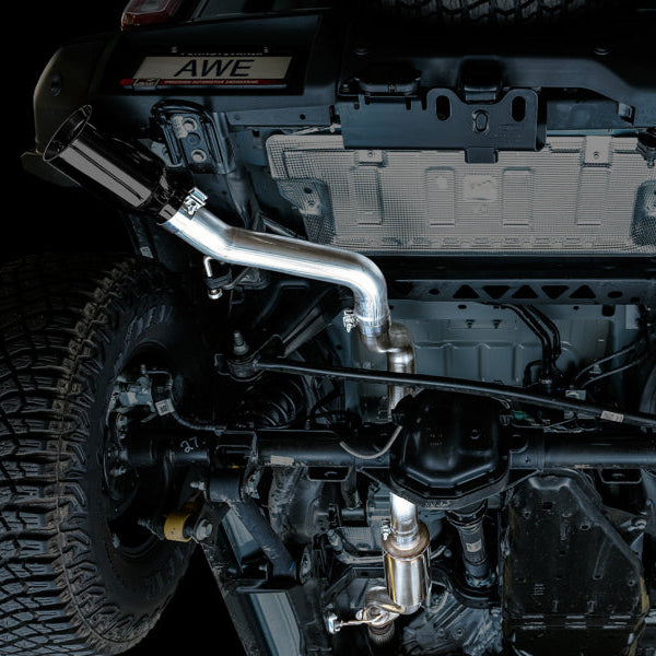 AWE Tuning 0FG Single Rear Exit Exhaust with BashGuard for Ford Bronco * 5-Inch Diamond Black Tip