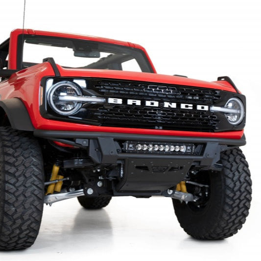 Addictive Desert Designs Pro Bolt-On Front Bumper for 2021-2023 Ford Bronco with Light Mounts in Hammer Black