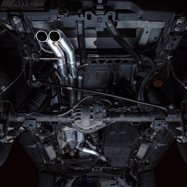 AWE Tuning SwitchPath Cat Back Exhaust for Ford Bronco Raptor (2022-2024) * Dual BashGuards, 3-Inch Mandrel-Bent Stainless Steel, No Tips