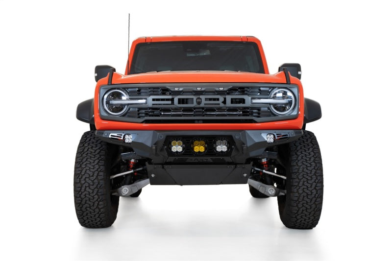 Addictive Desert Designs Ford Bronco Raptor Bomber Front Bumper with Baja Designs LP4 Mounts