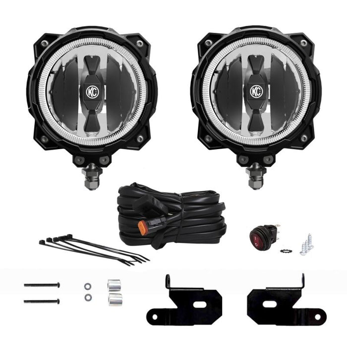 KCHilites 6" PRO6 Gravity LED-Pillar Mount 2-Light System | '18-'24 JL Wrangler/ '20-'24 JT Gladiator