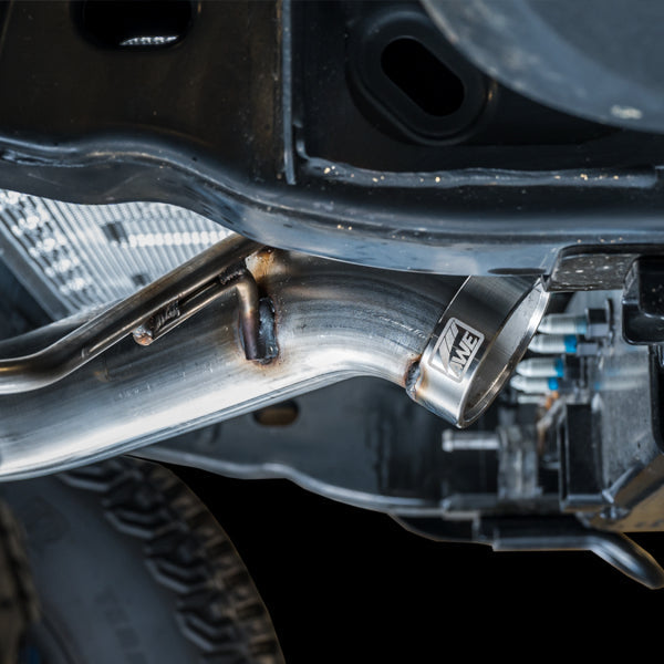 AWE Tuning 0FG Dual Rear Exit Exhaust for Ford Bronco with BashGuard* * Diamond Black Tips, Part Number 3015-33456