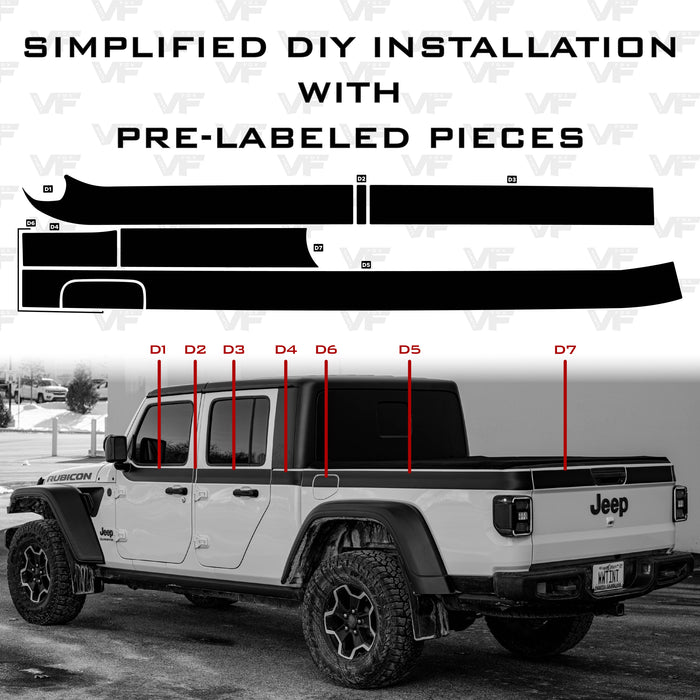 Vinyl Fox Upper Wrap-Around Stripe Vinyl Kit | '20- Current Jeep JT Gladiator