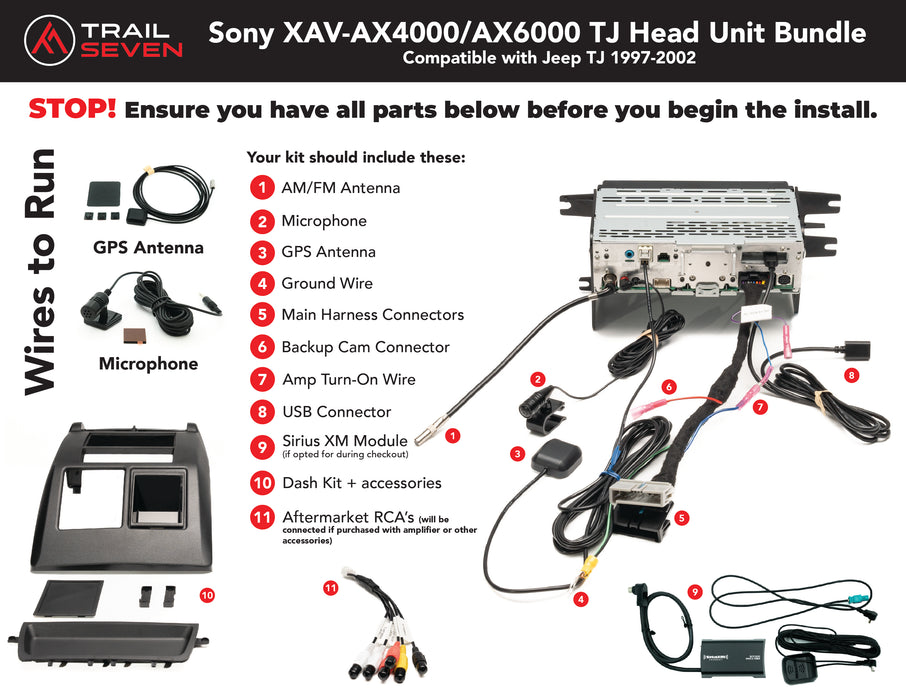 Sony XAV-AX6000 Plug & Play Bundle | '97 - '02 TJ Wrangler