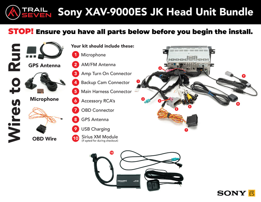 Sony XAV-9000ES Plug & Play Bundle | '07 - '18 JK Wrangler