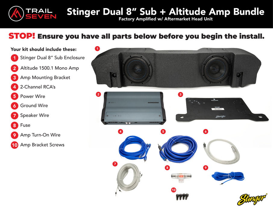 Stinger Plug and Play Mono Amp & Sub Bundle  I '20+ Jeep JT Gladiators