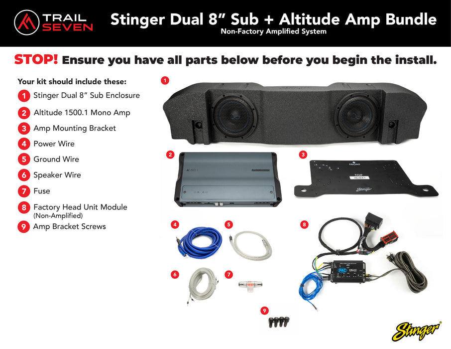 Stinger Plug and Play Mono Amp & Sub Bundle  I '20+ Jeep JT Gladiators