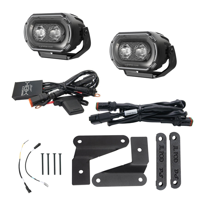 Stinger HEXCORE 2x4" Amber & White LED Pod Lights (Pair) - 2018-Current Jeep Wrangler JL/ JLU and 2020-Current Jeep Gladiator JT