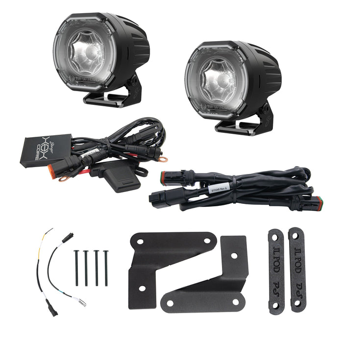 Stinger HEXCORE 2" Amber & White LED Pod Lights (Pair) - 2018-Current Jeep Wrangler JL/ JLU and 2020-Current Jeep Gladiator JT