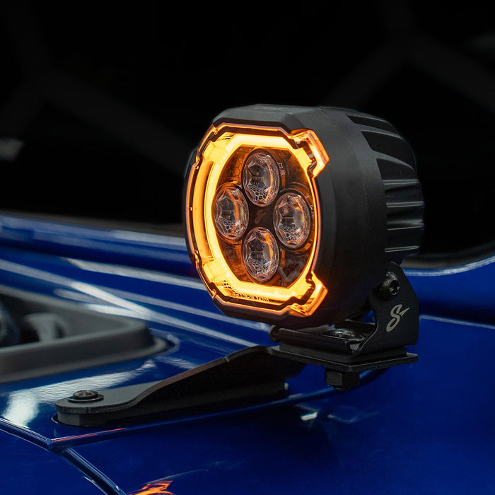 Stinger HEXCORE 4" Amber & White LED Pod Lights (Pair) - 2018-Current Jeep Wrangler JL/ JLU and 2020-Current Jeep Gladiator JT