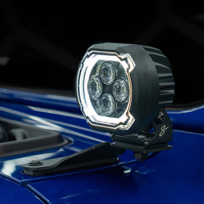 Stinger HEXCORE 4" Amber & White LED Pod Lights (Pair) - 2018-Current Jeep Wrangler JL/ JLU and 2020-Current Jeep Gladiator JT