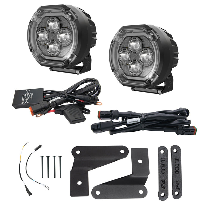 Stinger HEXCORE 4" Amber & White LED Pod Lights (Pair) - 2018-Current Jeep Wrangler JL/ JLU and 2020-Current Jeep Gladiator JT
