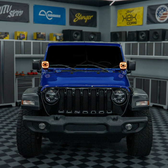 Stinger HEXCORE 6" Amber & White LED Pod Lights (Pair) - 2018-Current Jeep Wrangler JL/ JLU and 2020-Current Jeep Gladiator JT