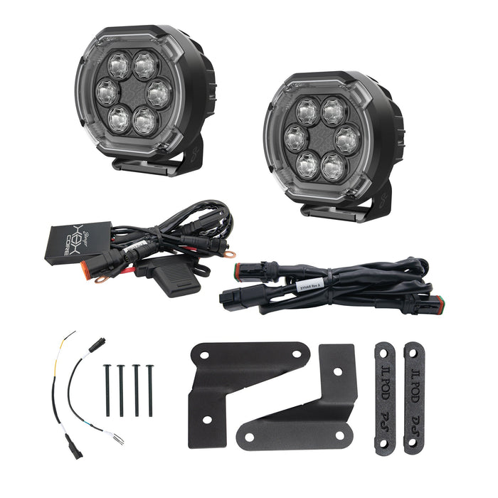 Stinger HEXCORE 6" Amber & White LED Pod Lights (Pair) - 2018-Current Jeep Wrangler JL/ JLU and 2020-Current Jeep Gladiator JT