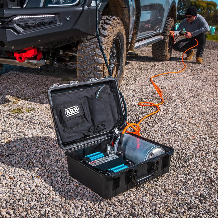 ARB CKMTP12 Twin Portable 12V Air Compressor * High-Performance Compact Inflator with Carry Case and 20 ft Air Hose