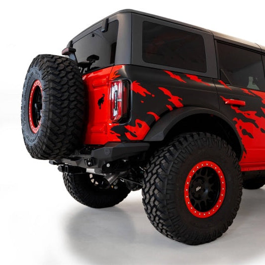 Addictive Desert Designs Stealth Fighter Rear Bumper for Ford Bronco 2021-2023 with Cube Light Mounts and Reinforced D-Rings