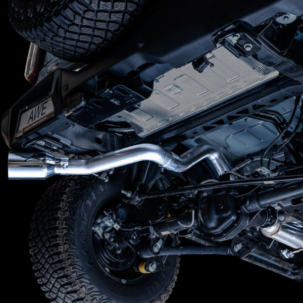 AWE Tuning 0FG Single Rear Exit Exhaust with BashGuard for Ford Bronco (2021-2023) * Chrome Silver Tip