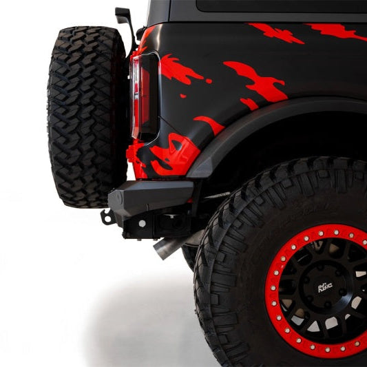 Addictive Desert Designs Stealth Fighter Rear Bumper for Ford Bronco 2021-2023 with Cube Light Mounts and Reinforced D-Rings